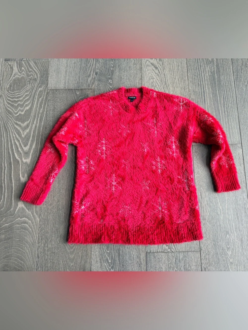 Torrid Holiday Eyelash Lurex Crew Neck Pullover Sweater in Red / Silver Size 00